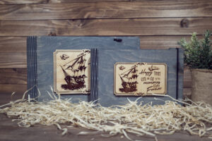 Set Mini Album Foto + Cutie lemn, VintageBox, model Corabie - Happy Time