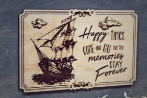 Set Mini Album Foto + Cutie lemn, VintageBox, model Corabie - Happy Time