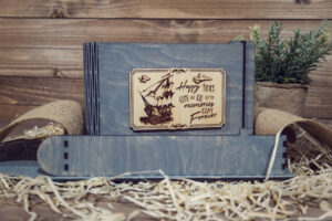 Set Mini Album Foto + Cutie lemn, VintageBox, model Corabie - Happy Time