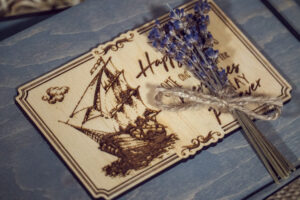 Set Mini Album Foto + Cutie lemn, VintageBox, model Corabie - Happy Time