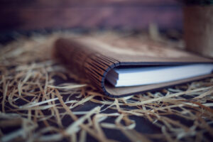 Agenda din lemn - model Lup - dream catcher