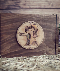 Album Foto / GuestBook cu coperti din lemn, VintageBox, model Totul pentru un sarut - Beautiful Memories