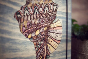 Alternative view of Agenda A5 din lemn, VintageBox, model Scoica colorata