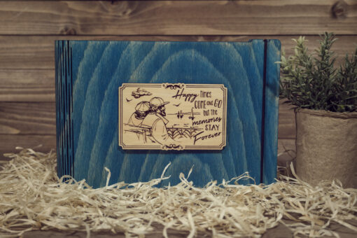 Album foto A5 din lemn, VintageBox, model Timpuri linistite - Happy Time