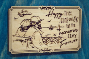 Album foto A5 din lemn, VintageBox, model Timpuri linistite - Happy Time