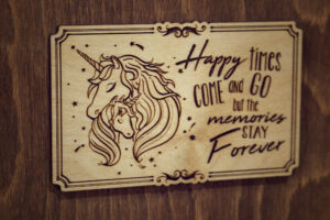 Album foto A5 din lemn, VintageBox, "Unicorn - Happy Time"