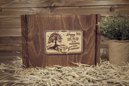 Album foto A5 din lemn, VintageBox, "Copacul din carte - Happy Time"