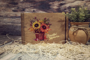 Album foto din lemn VintageBox print UV model Galeata cu flori