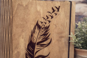 Agenda A5 din lemn, VintageBox, model Write & Fly