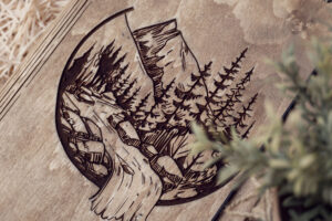 Agenda A5 din lemn, VintageBox, model Iubesc Natura