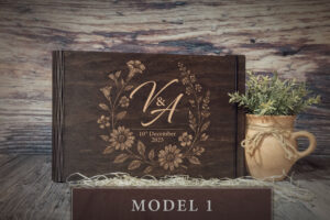 Album foto din lemn VintageBox, model Wedding Flowers Custom - Dark Collection