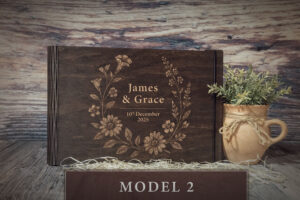 Album foto din lemn VintageBox, model Wedding Flowers Custom - Dark Collection