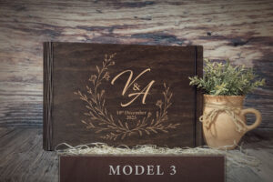 Album foto din lemn VintageBox, model Wedding Flowers Custom - Dark Collection