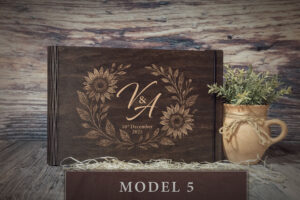 Album foto din lemn VintageBox, model Wedding Flowers Custom - Dark Collection