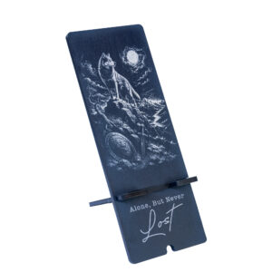Suport telefon din lemn personalizat prin gravare model Niciodata Pierdut
